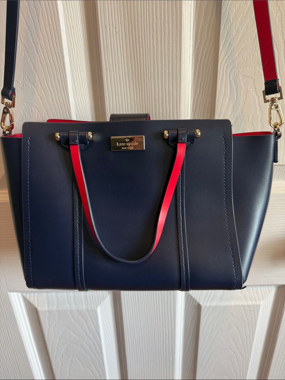 kate spade Navy and Red Leather cross body